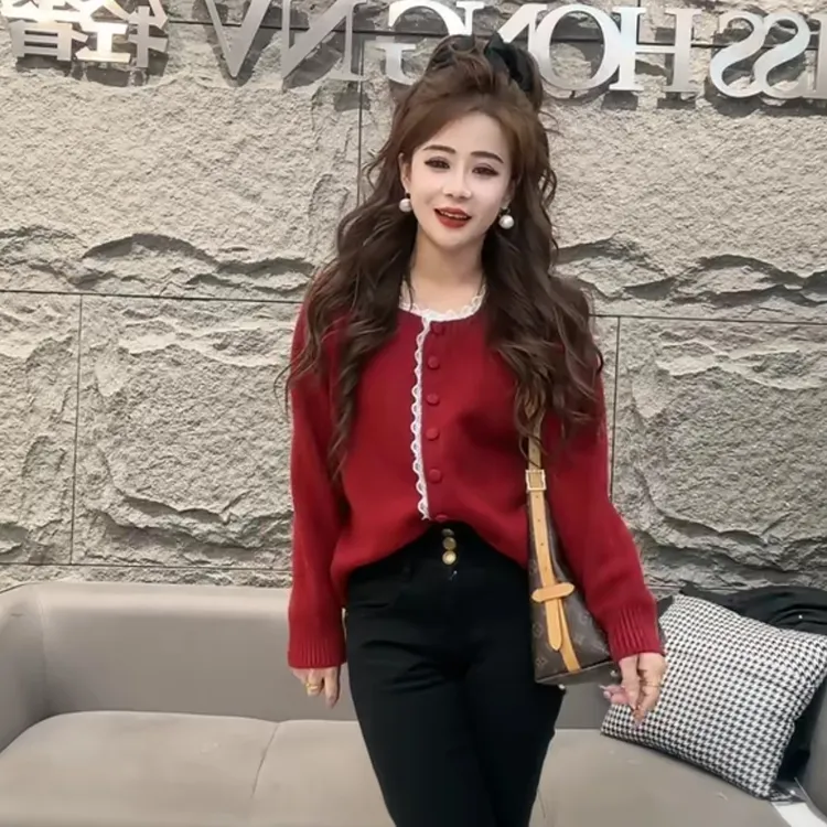 2024秋冬新款穿搭时尚针织开衫毛衣女百搭宽松减龄打底衫针织外套