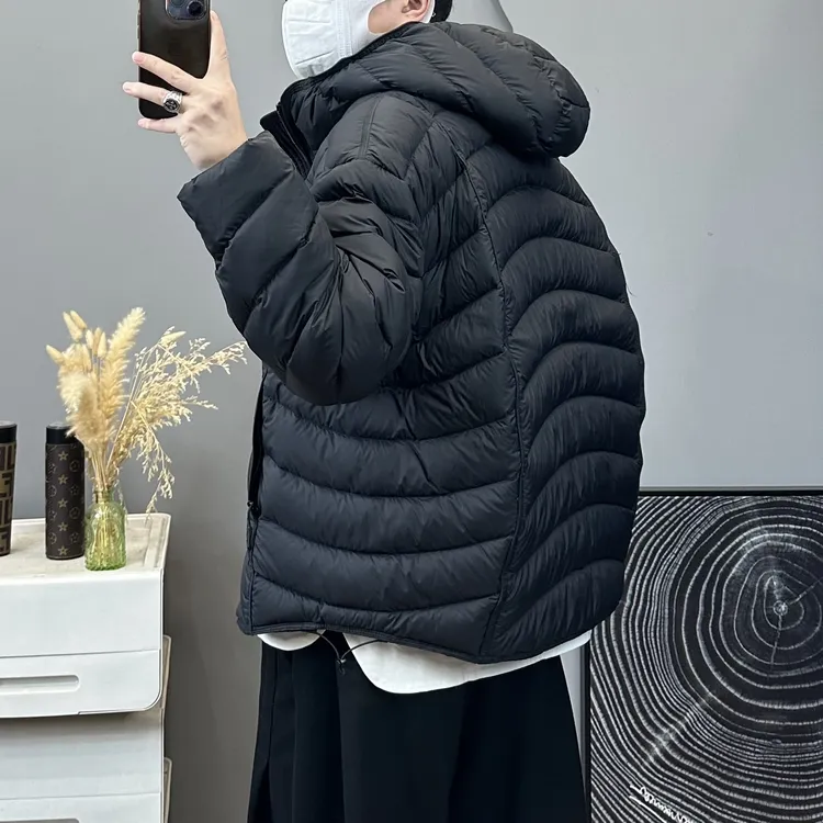 【排骨纹90国标~巨保暖】连帽羽绒服夹克冬季外套潮流宽松保暖2025