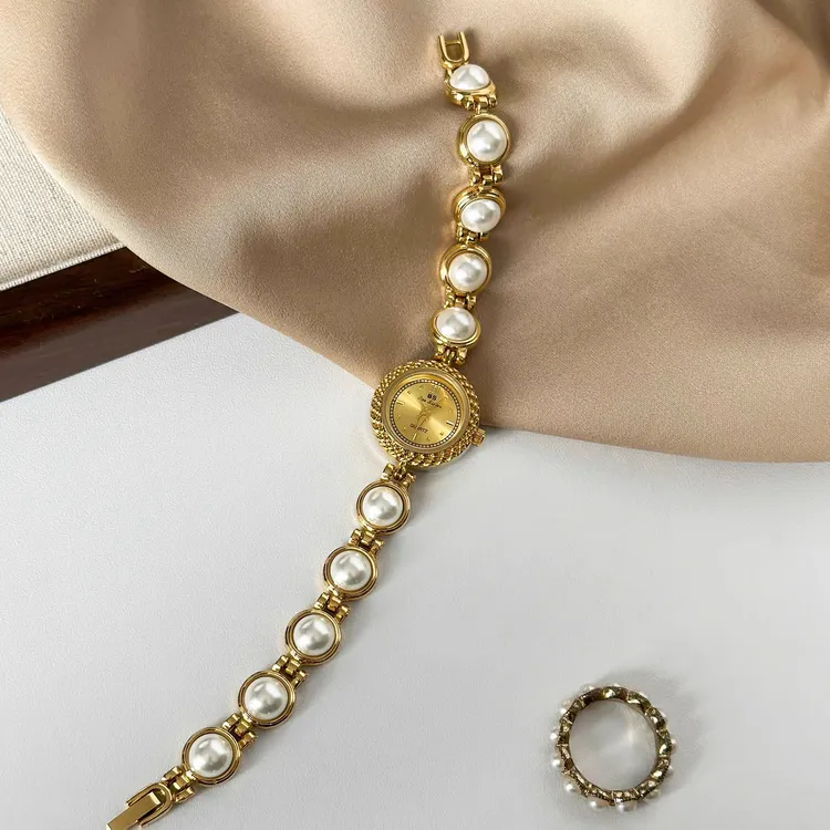 天然虎眼石美拉德色系法式设计高级vintage镶钻手表ins复古腕表女