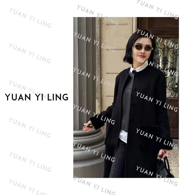 袁艺灵【F家高奢】高支羊毛山羊绒桑蚕丝轻奢美利奴羊毛双面呢大衣