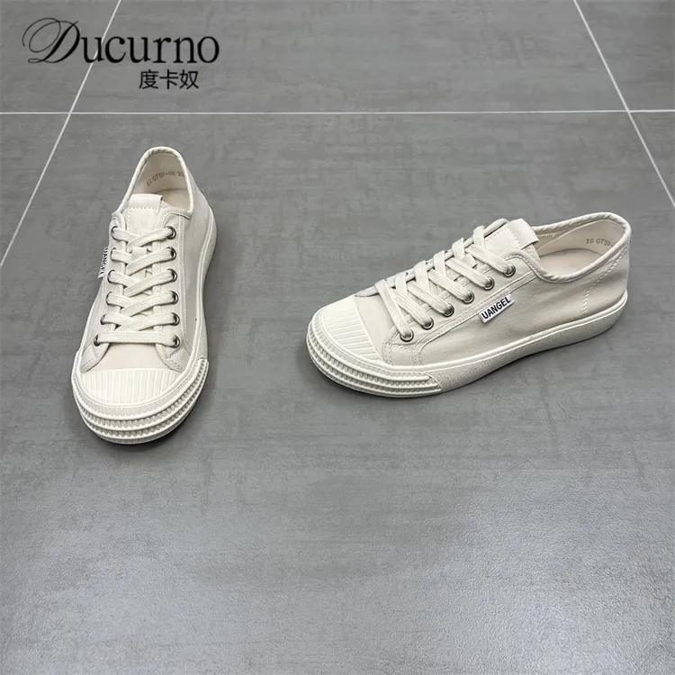 厚底帆布鞋女小白鞋2025百搭新款休闲软底轻便饼干鞋学生鞋板鞋潮