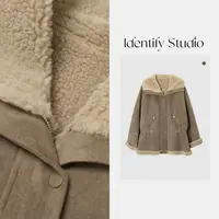 IDENTIFY冬季时尚翻领内里羊毛收腰防风羊毛外套25AWSS1115042