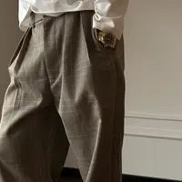 ''TZG'' 2025AW轻奢老钱风千鸟格休闲风定制打褶西裤直筒极简风