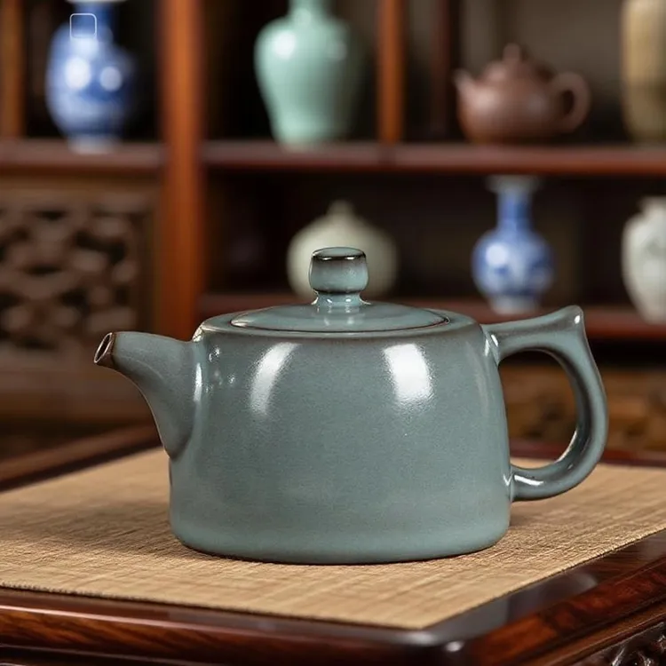 锋子铁胎汝窑井栏壶 仿古釉手工精修家用陶瓷功夫茶壶 泡茶神器