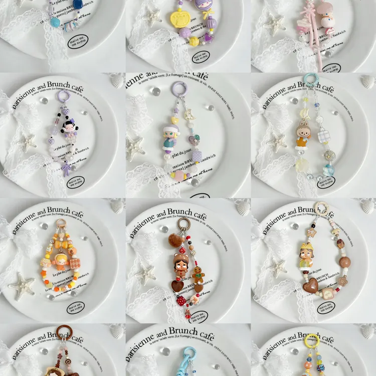 【正版】萌粒原创手工DIY手机链可爱小熊挂件ins链条