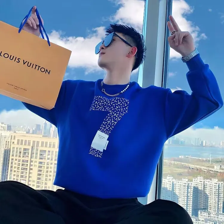 潮牌秋款男爆款长袖T恤2024男装上衣新款春秋季痞帅男款卫衣