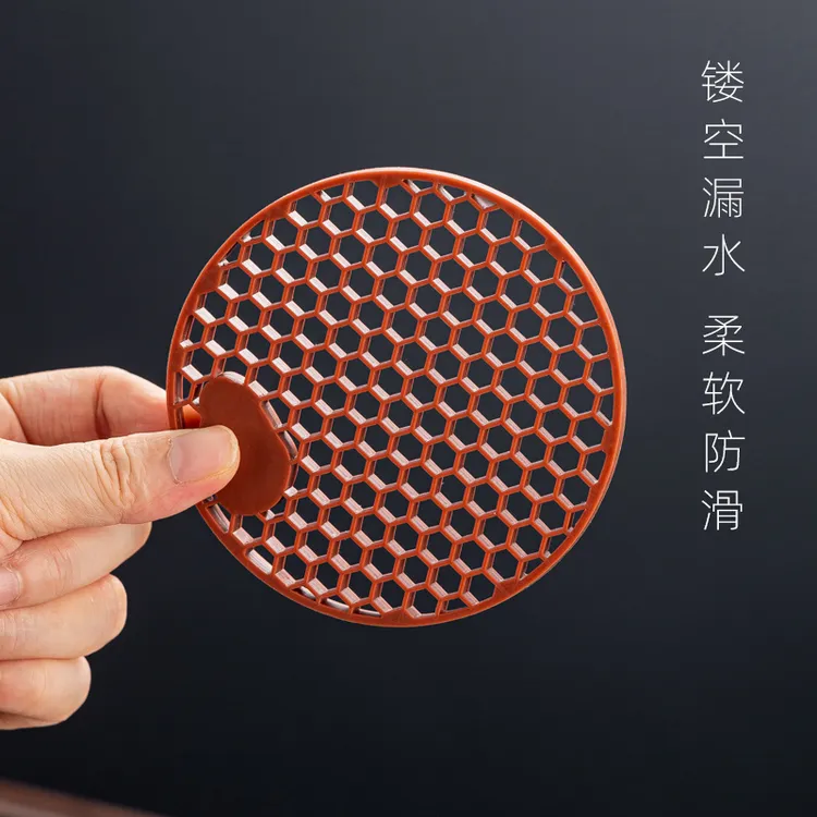 紫砂壶养壶垫软硅胶中式防滑垫壶承茶壶托托隔热垫杯垫可排水凉垫