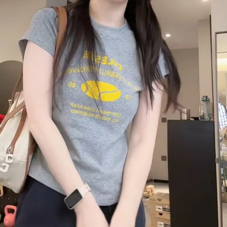 新款字母印花修身显瘦百搭短袖LK2504122