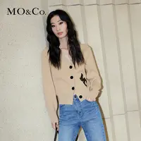 【贤哥专享】MOCO秋季撞色MC章仔V领针织开衫毛衣MBC3CART19