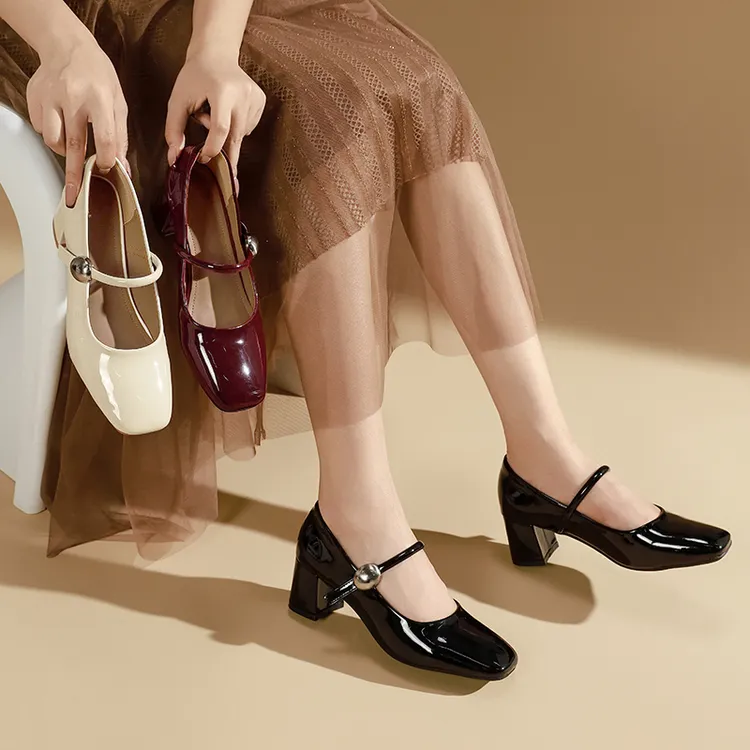 小码女鞋31-34小个子玛丽珍鞋粗跟2025春夏新款韩版法式方头单鞋