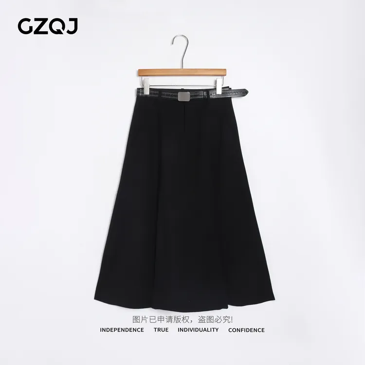 老琴私服【小岛微风】欧若风时尚百搭腰带A字半身裙秋款91011