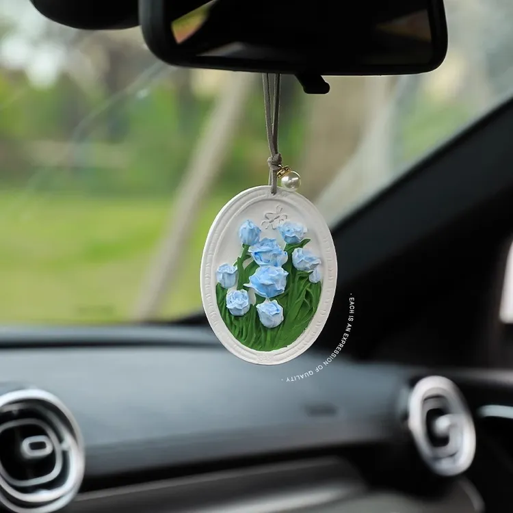 珍珠玫瑰扩香石挂件车载香水香薰香片车内吊饰装饰汽车内饰品挂饰