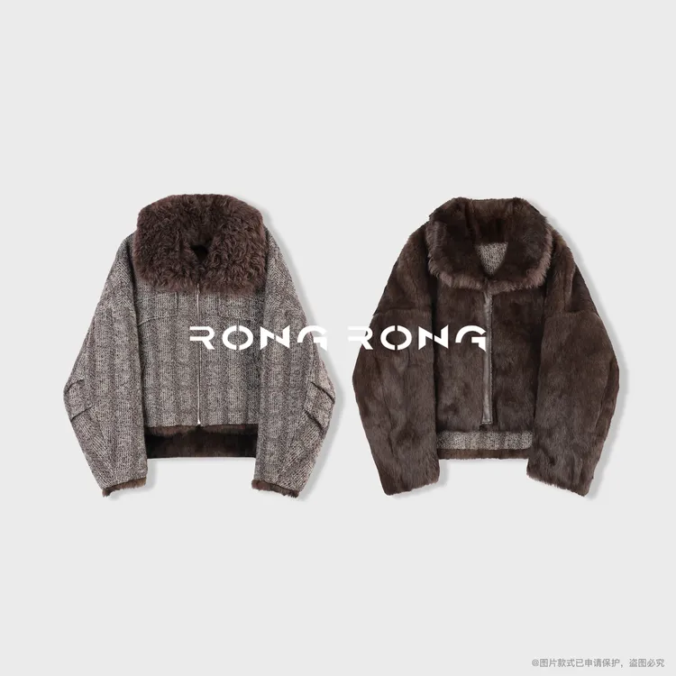 溶溶【高奢限定系列】RONGRONG 甄选兔毛拼接羊毛领奢暖皮草251350