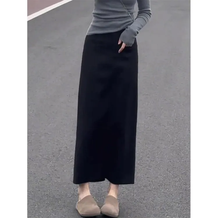 黑色小个子西装包臀半身裙女春秋2025新款超火a字开叉长款裙子夏