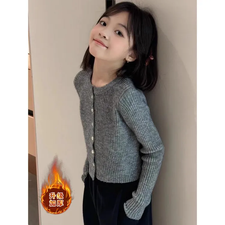 儿童毛衣女款内搭秋冬2025新款女童修身打底衫大童洋气加厚针织衫