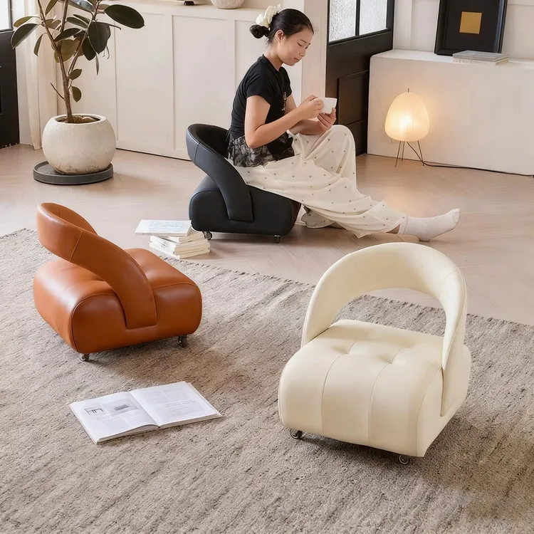 意大利万向轮客厅家用小凳子高级感滑轮静音小板凳沙发凳靠背椅子