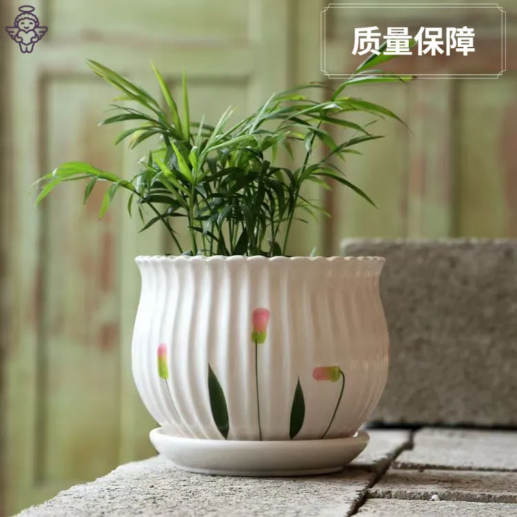 中式陶瓷花盆（活动中）带托盘创意多肉盆栽客厅家居装饰精致土培养