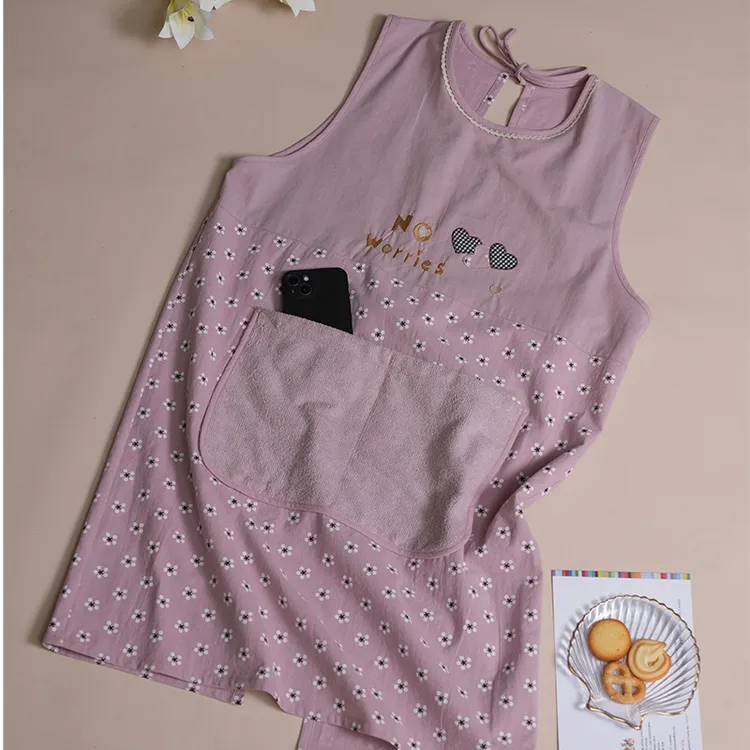 围裙厨房家用防水防油防污透气做饭韩版长袖洋气时尚可爱成人薄款