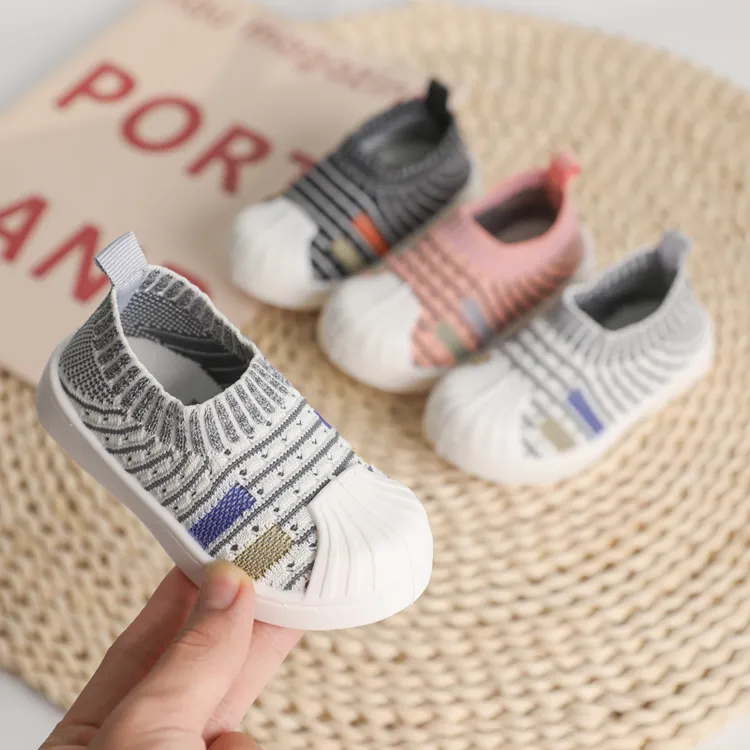  春秋新款宝宝学步鞋软底室内鞋1-6岁宝宝飞织网鞋男童鞋子贝壳头