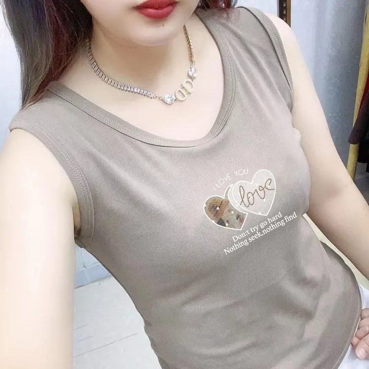 纯棉新款喜气红洋气背心吊带女士打底衫高档全棉常规宽肩无袖上衣