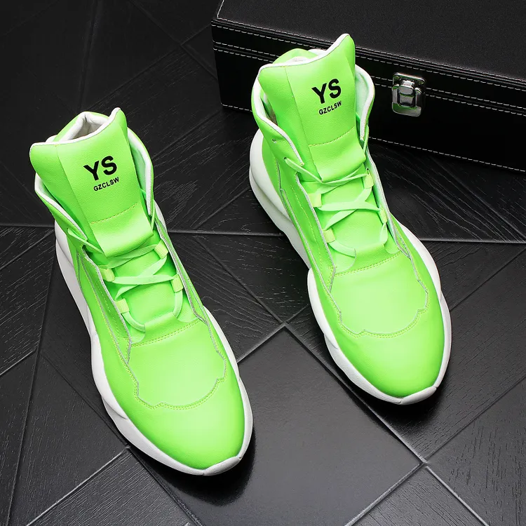 欧洲站高帮男鞋白色休闲鞋时尚青年短靴男士潮男老爹鞋马丁靴