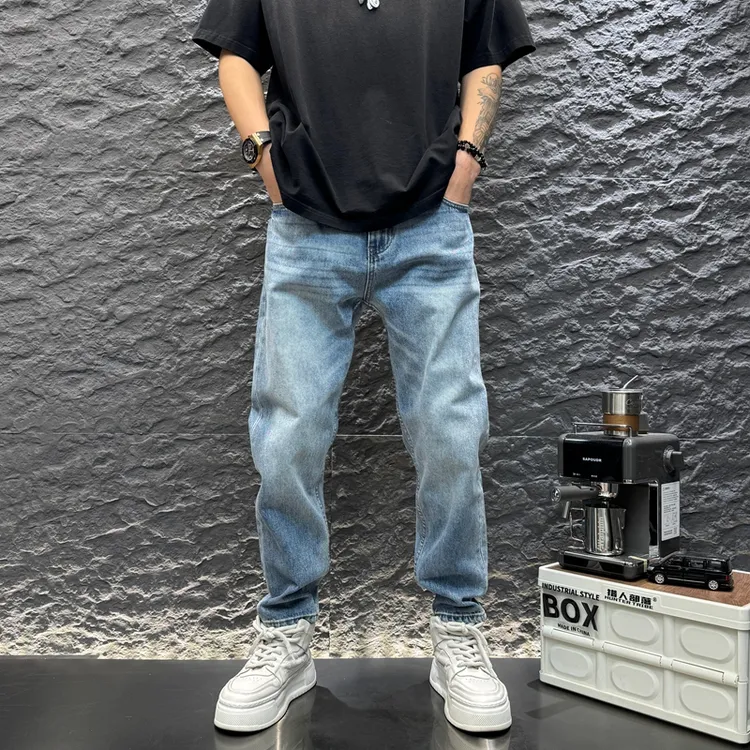 2025秋季新款男士潮流高街时尚百搭休闲长裤直筒牛仔裤子舒适宽松