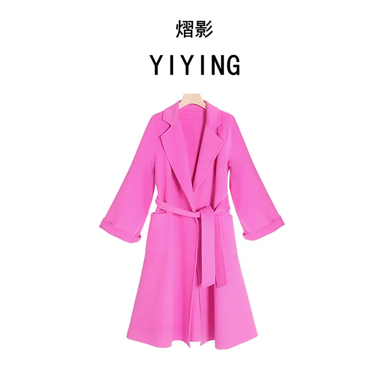 YIYING气质名媛/淑女长款羊绒韩版毛呢外套大衣中长款呢大衣女士