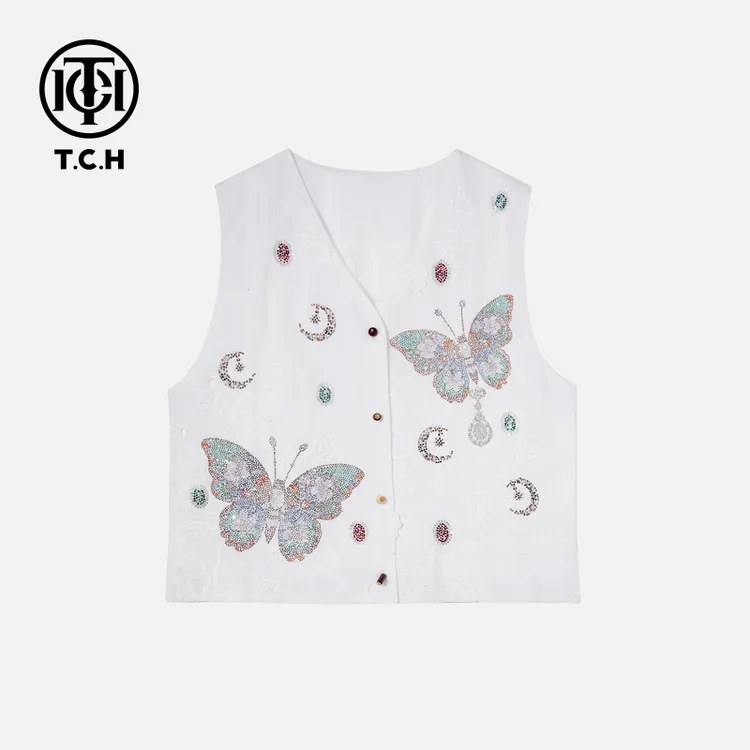 TCH烫钻工艺新时尚淑女百搭新潮流马甲女T75B01E5001轻奢tch