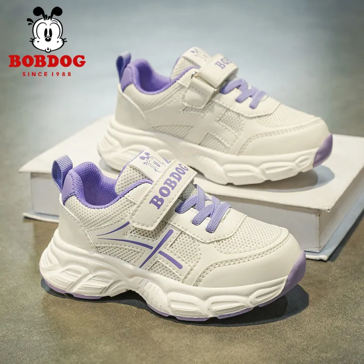 Bobdog/巴布豆女童鞋子春秋新款网面透气儿童运动鞋女孩老爹鞋潮
