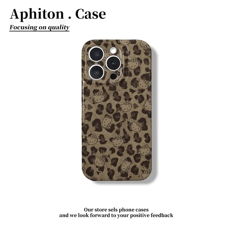 甜酷ins辣妹豹纹kitty猫适用苹果华为/oppo/vivo小米手机壳菲林硬