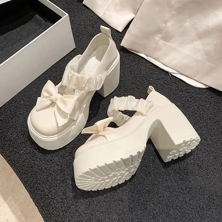 日系厚底玛丽珍增高小个子配裙子玛丽珍高跟鞋蝴蝶结厚底甜美单鞋