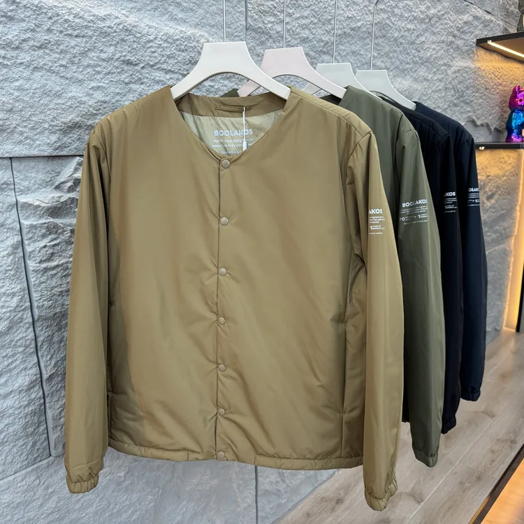 冬季男士棉服纽扣款轻便保暖休闲无领棉衣外套时尚百搭小棉袄7128