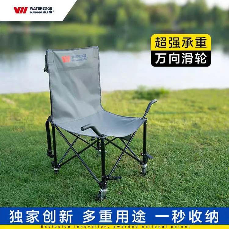 户外折叠椅滑轮椅多功能便携式凳子观光推车椅可折叠移动旅行推车