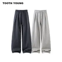 TOOTH YOUNG【斯坦福西裤】松紧腰抽绳秋冬男宽松条纹加绒休闲裤