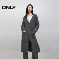 ONLY2025秋季新款慵懒风含绵羊毛插肩开衫长款针织衫女|12543B004