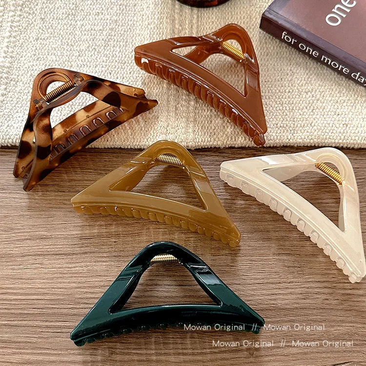 焦糖色三角发夹女后脑勺盘发抓夹气质鲨鱼夹日常发卡发饰三角形