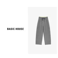 Basic House/百家好针织直筒时尚休闲百搭宽松长裤-B0625B5IUG2