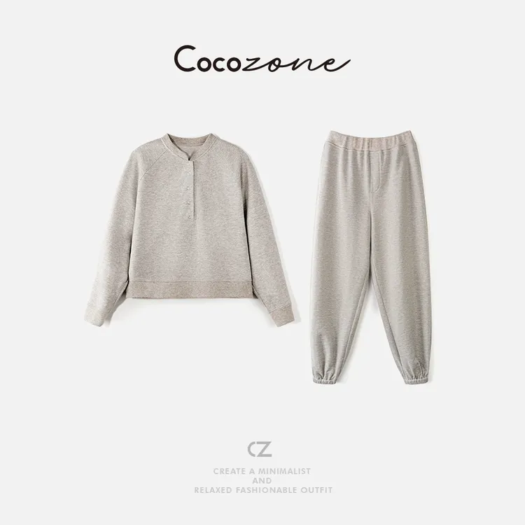COCO ZONE刘一一 “压轴”圆领半开襟卫衣/休闲裤套装 CD1A1395