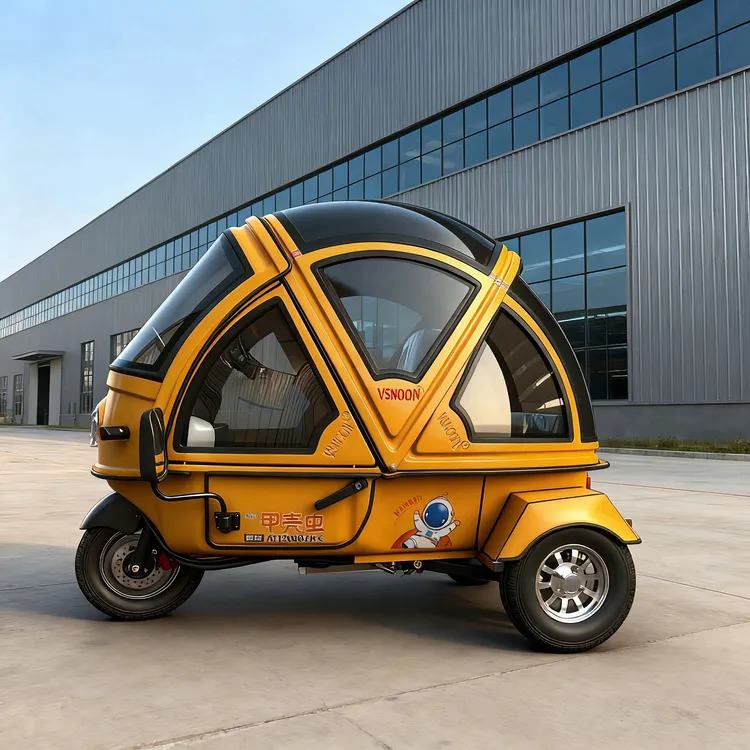 标准版迷你甲壳虫遥控敞篷封闭电动三轮车可上牌代步休闲通勤带蓬