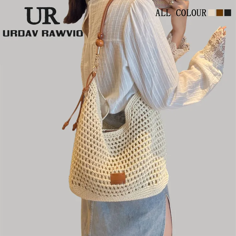 URDAV RAWVIO编织托特包女2025新款海边度假沙滩包单肩斜挎腋下包
