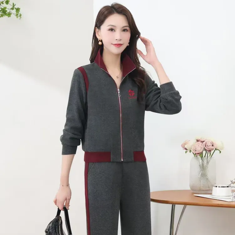 春秋运动服套装洋气舒适大码外套夹克开衫
