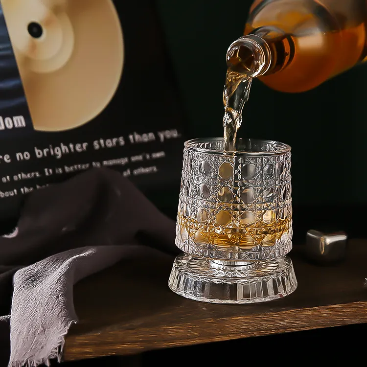 网红解压杯透明转转杯创意威士忌个性杯洋酒杯家用