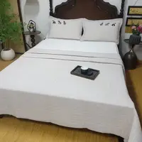幕古（Mugu)缎氧彩纱小马刺绣床盖三件套245*250微瑕～D51