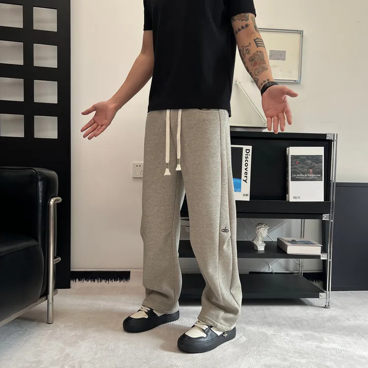 秋冬季裤子男款加绒加厚卫裤潮牌直筒宽松阔腿裤休闲长裤调节裤脚
