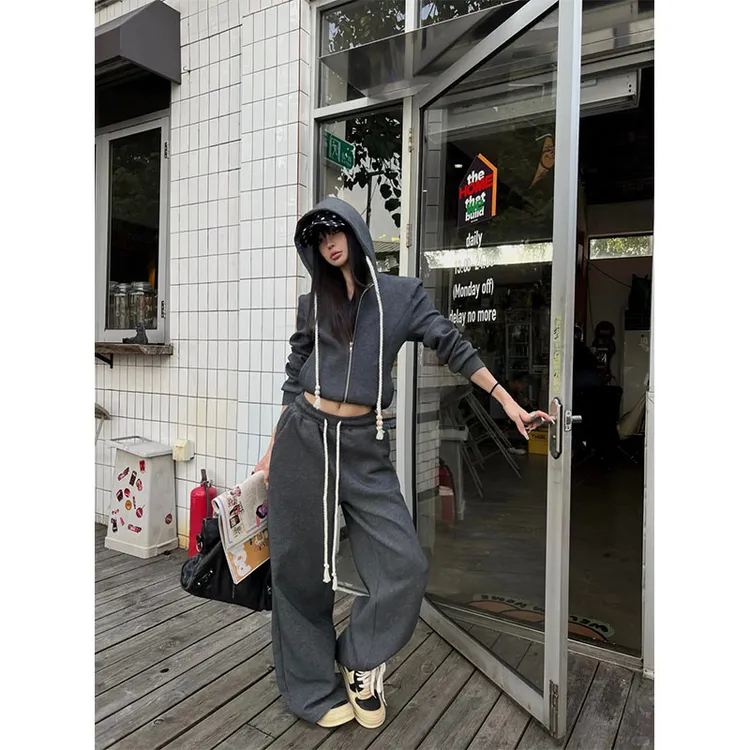 秋季小众设计感通勤风修身显瘦外套上衣休闲简约时尚直筒长裤套装