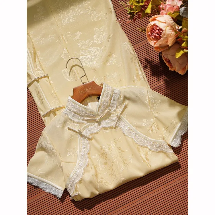 夏日旗袍黄色旗袍女新中式双襟2025年新款夏季改良年轻款少女高级