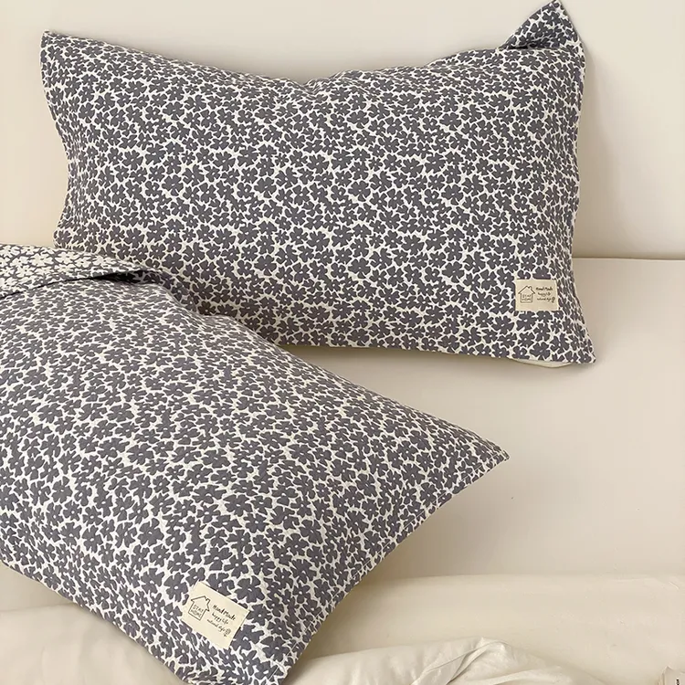 ins全棉四层纱布枕巾男士防油透气不掉色枕套枕巾纯棉100%全棉