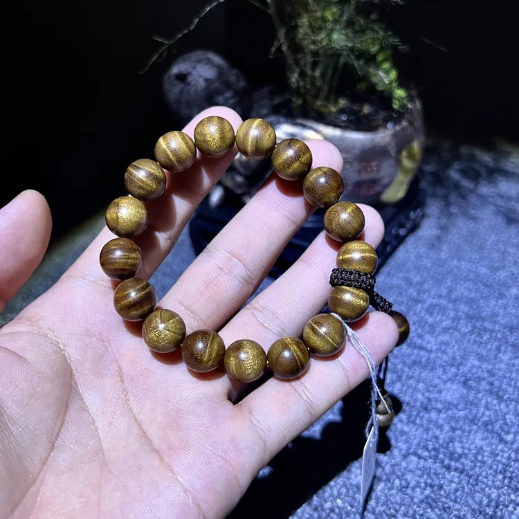金丝楠木1.2枯木老料手串水波纹