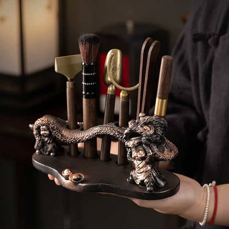 茶道六君子套装家用办公室茶桌用品茶针茶夹泡茶工具大全创意摆件