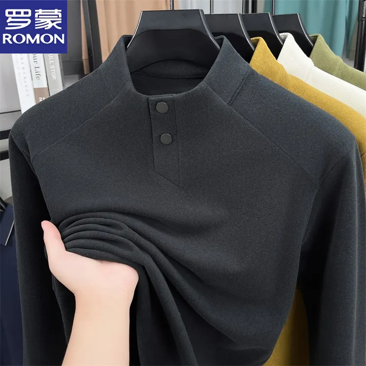 罗蒙2025秋季新款半高领长袖卫衣休闲男士商务百搭时尚男装上衣潮